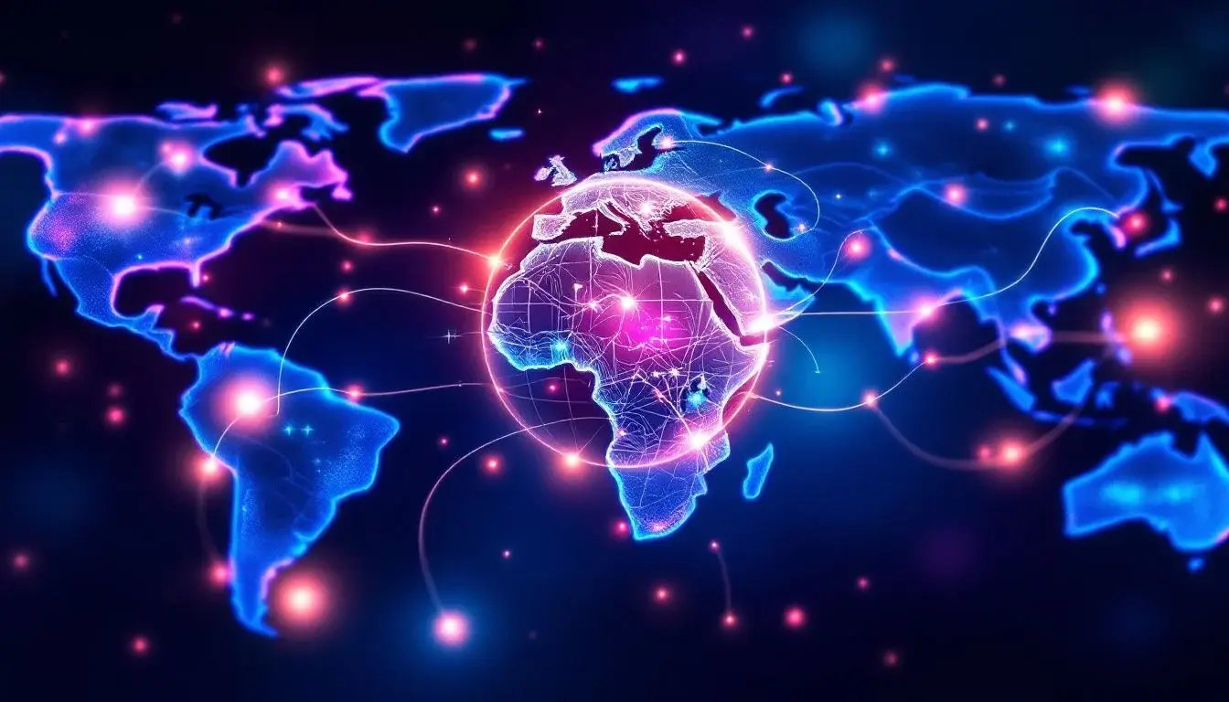 Eine Weltkarte, die die Vorteile des internationalen Inbound Marketings zeigt.