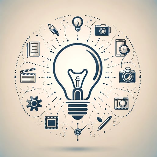 DALL·E 2024-03-05 12.54.11 - Design a simple, elegant graphic representing the concept of content marketing without using any text. The image features a minimalist, clean design f